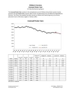 Children’s Services Licensed Foster Care CFC Monthly Monitoring Report The Licensed Foster Care caseload is the unduplicated count of children whose foster parents receive payments through Foster Care programs (Basic F