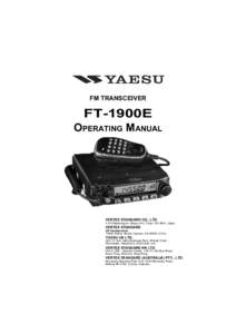 FM TRANSCEIVER  FT-1900E OPERATING MANUAL  VERTEX STANDARD CO., LTD.