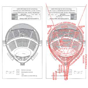 Artist and curator Ben Russell misreads an architectural schematic as a diagram of the eye and constructs a peripheral cinema space within the permanent viewing structure that hosts the Berlin Documentary Forum. Occupyi