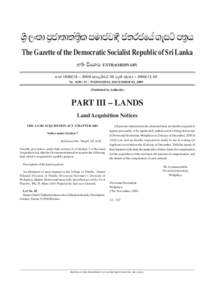 Êòé Èâ¨å Àò°åºå¾àº¨ èò ÌÄå°Éå¼û °¾Ç°ïÆà ªæÌ ÀºòÆ The Gazette of the Democratic Socialist Republic of Sri Lanka ¡ºø ïÊË  EXTRAORDINARY