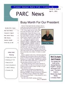 Pioneer Amateur Radio Club — Fremont, NE Volume 21 Issue 4 PARC News  April, 2011
