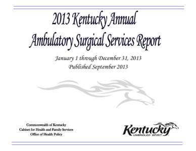 January 1 through December 31, 2013 Published September 2013 Commonwealth of Kentucky Cabinet for Health and Family Services Office of Health Policy