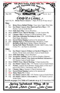 **Updated version as of[removed]see also calendar listings on p.9 ** Folk Music Society of New York, Inc. May[removed]vol 45, No.5