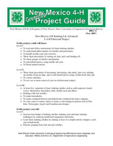 400.C-4 (New[removed]New Mexico 4-H Knitting I & Advanced A 4-H Fibercraft Project In this project, youth will learn: