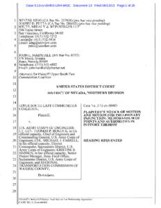 Case 3:13-cv[removed]LRH-WGC Document 13 Filed[removed]Page 1 of 25  WINTER KING (CA Bar No[removed]Qtro hac více pending) JOSEPH D. PETTA (CA Bar No[removed]pro hac vice pendíng) 2 SHUTE, MIHALY & WEINBERGER LLP 1