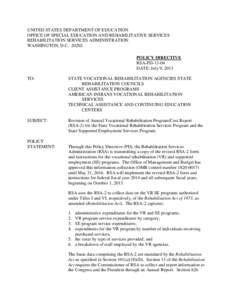 Special education in the United States / Rehabilitation counseling / Rehabilitation Act / Florida Division of Vocational Rehabilitation / Single Audit / Medicine / Rehabilitation Services Administration / Rehabilitation medicine