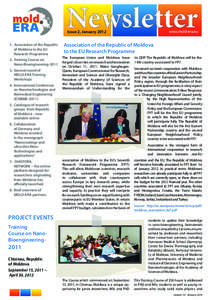 Issue 2, January[removed]Association of the Republic of Moldova to the EU Research Programme 2.	 Training Course on Nano-Bioengineering-2011