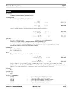 Probability Library Functions  TRICDF TRICDF PURPOSE