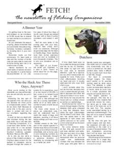 FETCH!  the newsletter of Fetching Companions Inaugural Issue