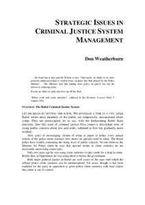 Strategic issues in criminal justice system management