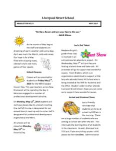 Liverpool Street School NEWSLETTER NO. 9 MAY 2014  