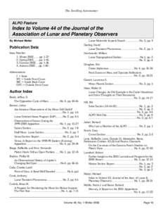 The Strolling Astronomer  ALPO Feature Index to Volume 44 of the Journal of the Association of Lunar and Planetary Observers