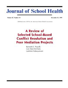 Journal of School Health Volume 65, Number 10 December 01, 1995  Published since 1939 by the American School Health Association