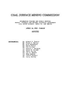 RULEMAKING HEARING AND PUBLIC MEETING ENERGY, MINERALS AND NATURAL RESOURCES DEPARTMENT 2040 SOUTH PACHECO, SANTA FE, NEW MEXICO APRIL 24, [removed]:OOAM