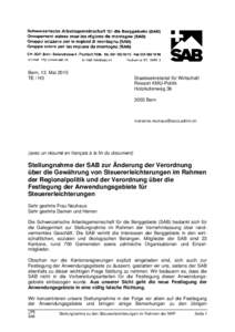 Bern, 13. Mai 2015 TE / H3 Staatssekretariat für Wirtschaft Ressort KMU-Politik Holzikofenweg 36