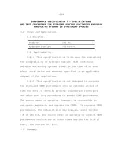 1589 PERFORMANCE SPECIFICATION 7 - SPECIFICATIONS AND TEST PROCEDURES FOR HYDROGEN SULFIDE CONTINUOUS EMISSION MONITORING SYSTEMS IN STATIONARY SOURCES 1.0