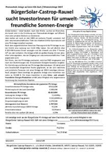 Photovoltaik-Anlage auf dem ASG-Dach / Mindesteinlage 500 €  BürgerSolar-Castrop-Rauxel