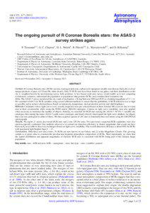 Variable stars / Star types / Astronomical catalogues / All Sky Automated Survey / R Coronae Borealis variables / Asas / R Coronae Borealis / Carbon star / Stellar classification / Astronomy / Space / Astronomical surveys