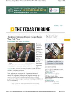 Business Groups Praise House Sales Tax Cut Plan | The Texas Tribune  Page 1 of 4 Register