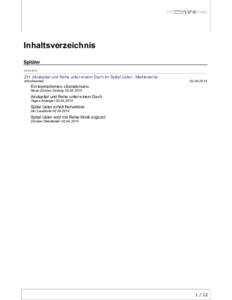 Inhaltsverzeichnis SpitälerZH: Akutspital und Reha unter einem Dach im Spital Uster - Medienecho Infonlinemed 