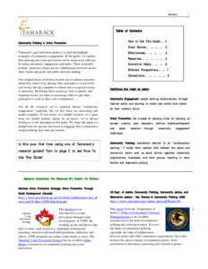 Tamarack  1 Table of Contents Community Policing & Crime Prevention