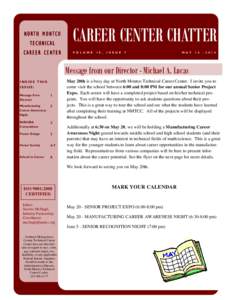 NORTH MONTCO TECHNICAL CAREER CENTER CAREER CENTER CHATTER V O L U M E