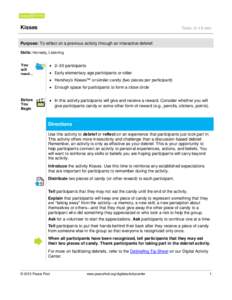 Debrief Activity  Kisses Time: 5–10 min