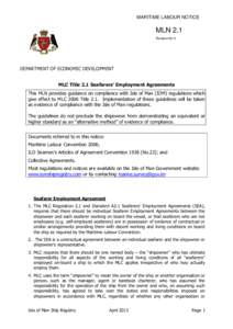 MARITIME LABOUR NOTICE  MLN 2.1 Revision No 5  DEPARTMENT OF ECONOMIC DEVELOPMENT