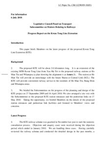 LC Paper No. CB[removed])  For information 6 July 2010 Legislative Council Panel on Transport Subcommittee on Matters Relating to Railways