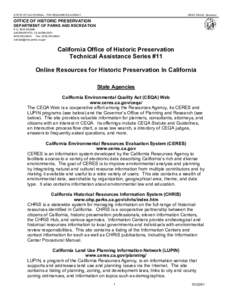 STATE OF CALIFORNIA – THE RESOURCES AGENCY  GRAY DAVIS, Governor OFFICE OF HISTORIC PRESERVATION DEPARTMENT OF PARKS AND RECREATION
