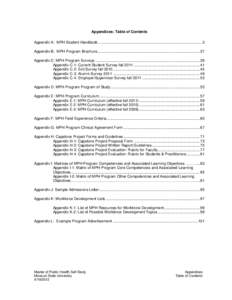 Appendices: Table of Contents