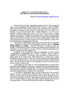 LORCA’S LA CASA DE BERNARDA ALBA AND THE LACK OF PSYCHIC INTEGRATION Published at: http://www.armandfbaker.com/publications.html