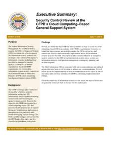 Security Control Review of the CFPB’s Cloud Computing–Based General Support System