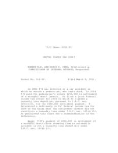 Income tax in the United States / Itemized deduction / Insurance / Tax deduction / Law / Miller v. Commissioner / Economics / Finance / Taxation in the United States / Casualty loss / Internal Revenue Code