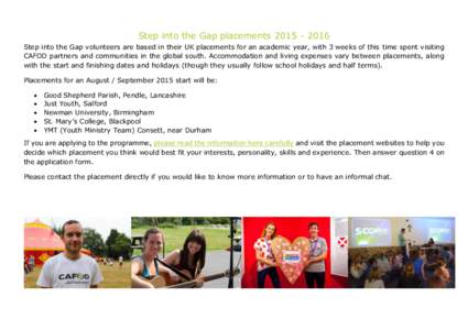 Youth ministry / Salford /  Greater Manchester / Christianity / Holy Ghost Fathers / CAFOD