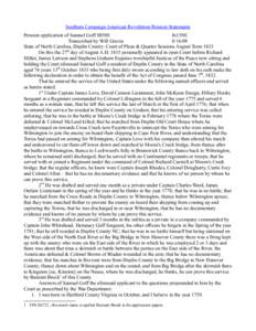 Southern Campaign American Revolution Pension Statements Pension application of Samuel Goff S8580 fn13NC Transcribed by Will Graves[removed]State of North Carolina, Duplin County: Court of Pleas & Quarter Sessions August