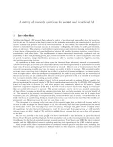 A survey of research questions for robust and beneficial AI  1 Introduction