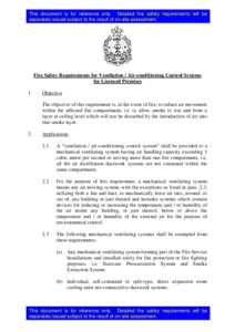 This document is for reference only. Detailed fire safety requirements will be separately issued subject to the result of on-site assessment. [鍵入文字]  Fire Safety Requirements for Ventilation / Air-conditioning Co