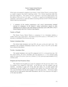 Storey County School District Accountability Analysis While high achievement by students in the Storey County School District continues there is a need to improve the district reporting system. New federal regulations ma