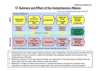 Reference Material  ○ Summary and Effect of the Comprehensive Alliance Fuel is not only LNG but also includes Coal and Oil  TEPCO