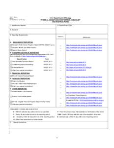 Federal Assistance Reporting Checklist and Instructions