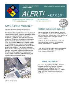 Newsletter Date: 01-MAY-2012 Volume 5, Issue 3 Radio Amateur Civil Emergency Services  ALERT!