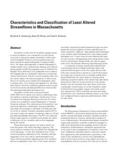 Characteristics and Classification of Least Altered Streamflows in Massachusetts By David S. Armstrong, Gene W. Parker, and Todd A. Richards Abstract Streamflow records from 85 streamflow-gaging stations