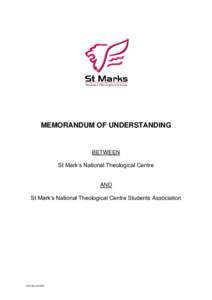 MEMORANDUM OF UNDERSTANDING  BETWEEN St Mark’s National Theological Centre  AND