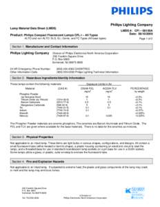 Philips Lighting Company Lamp Material Data Sheet (LMDS) LMDS #: CFI – 08100A Date: [removed]