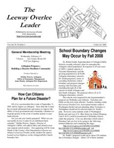 The Leeway Overlee Leader Published by the Leeway Overlee Civic Association http://www.leewayoverlee.org/