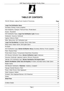 TABLE OF CONTENTS RNCAS Officials, Judging Panel, Awards & Prizemoney Page 2