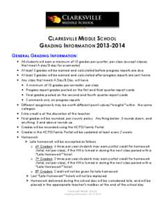 CLARKSVILLE MIDDLE SCHOOL GRADING INFORMATION[removed]GENERAL GRADING INFORMATION: