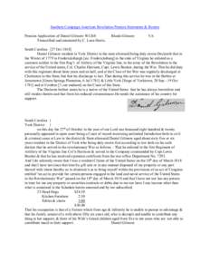 Southern Campaign American Revolution Pension Statements & Rosters Pension Application of Daniel Gilmore W1268 Transcribed and annotated by C. Leon Harris. Rhoda Gilmore