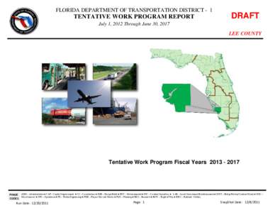FLORIDA DEPARTMENT OF TRANSPORTATION DISTRICT - 1  TENTATIVE WORK PROGRAM REPORT DRAFT